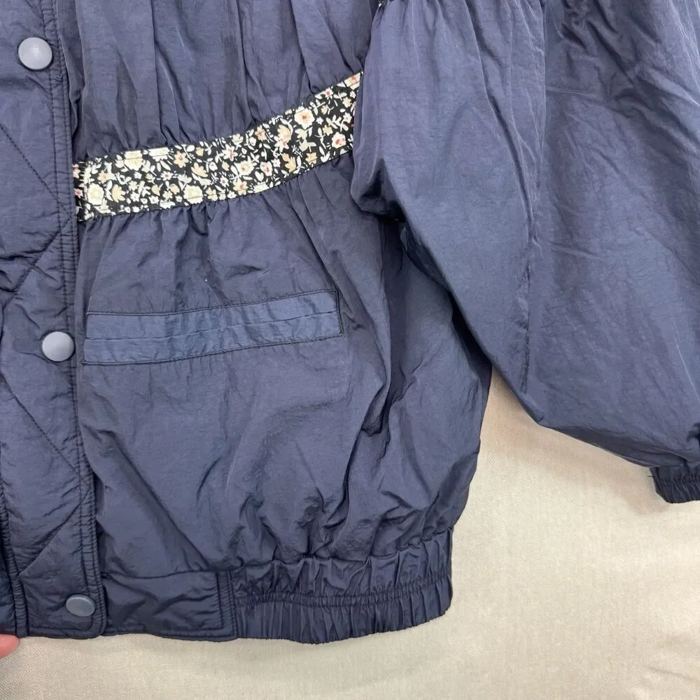 Free People Women's Size Medium On My Mind Bomber Jacket Navy